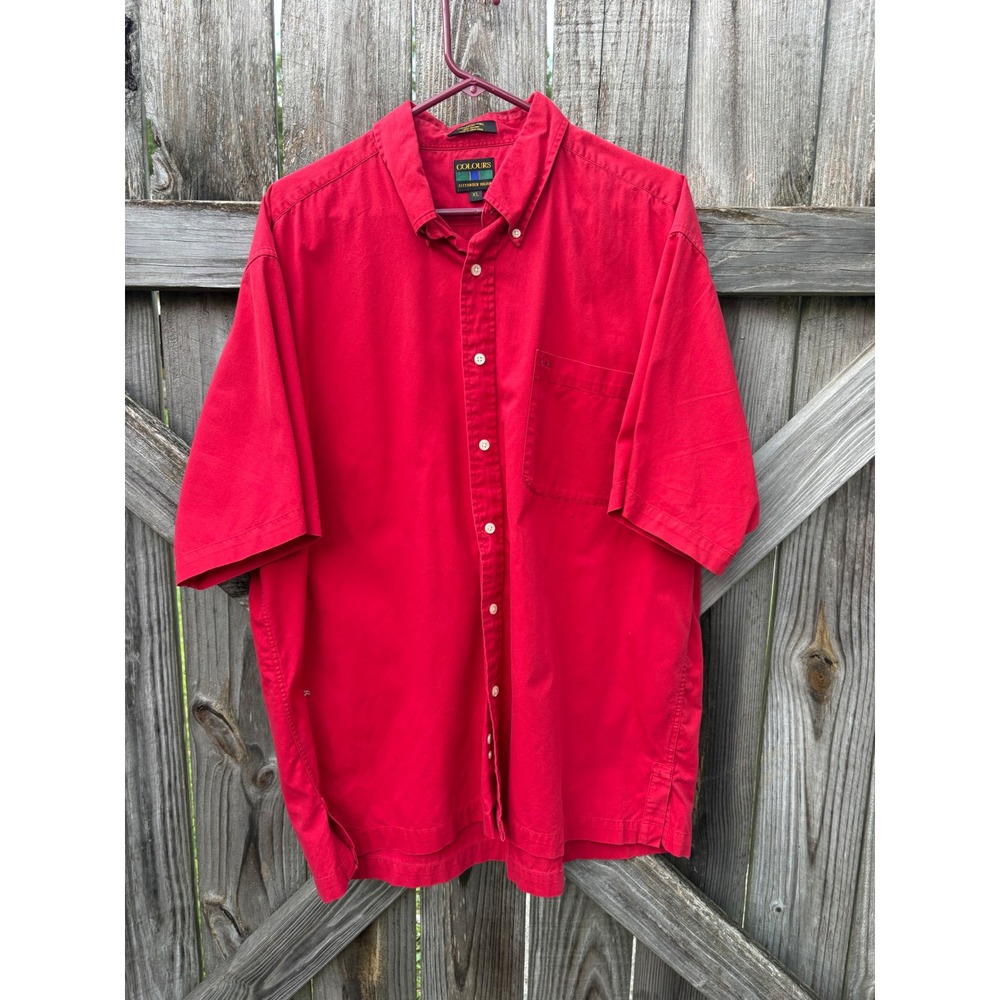 Colours Alexander Julian Mens XL Red Thomaston Twill Cotton Short Sleeve Shirt